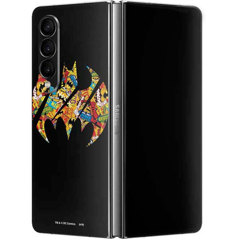 DC Comics Batman Silhouette Logo Vintage Pattern Galaxy Z Fold4 5G Skin